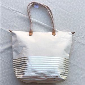 Bath & Bodyworks Canvas Silver Stripe Bag.1926